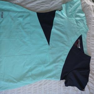 Grey's Anatomy Active top medium grey teal banded